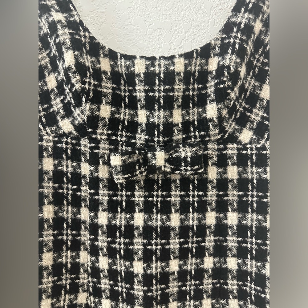 Urban Outfitters Black & White Mini Dress UO Lily Check Tweed Print Form Fitting - Picture 6 of 9